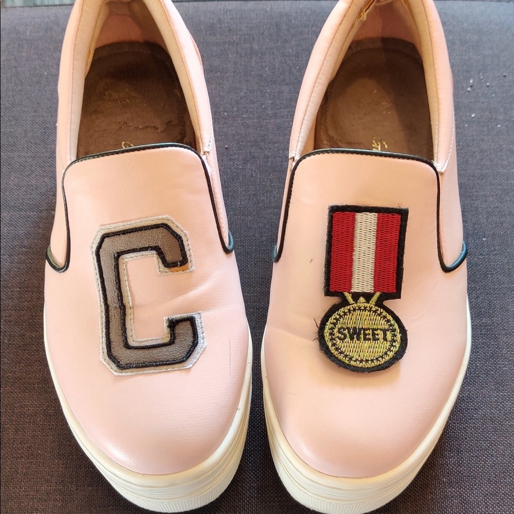 Sneakers woman shoes size 36 pink white high top